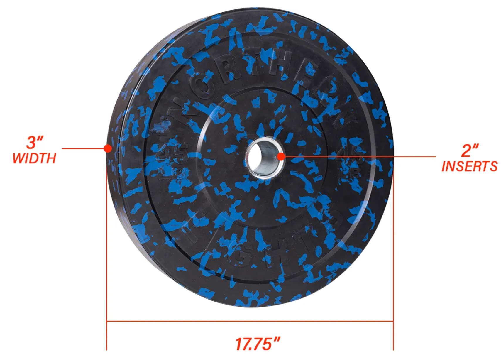 Northern Lights Fleck Olympic Bumper Plate, 45 lb, Blue